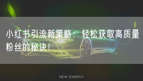 小红书引流新策略：轻松获取高质量粉丝的秘诀！